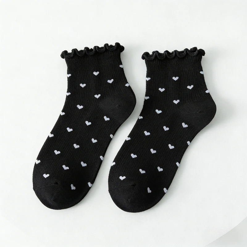 Women's Heart Ruffle Ankle Socks | Korean Fashion Low Cut