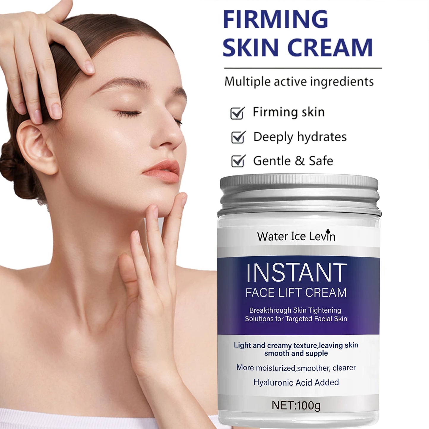 Instant Lifting Face Cream – Hyaluronic Acid & Collagen 100g Lifting Face Cream Peaceful Pleasures Health and Wellness