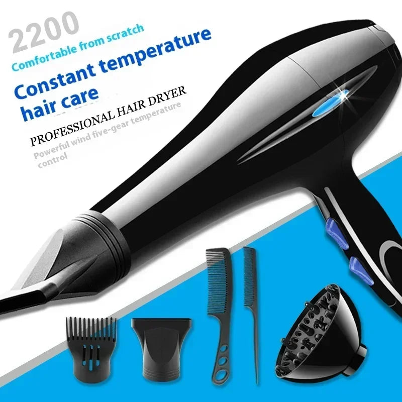 Hair Dryer 2200W Professional Powerful Hair Dryer Fast Heating Hot And Cold Adjustment Ionic Air Blow Dryer with Air Collecting Peaceful Pleasures Health and Wellness