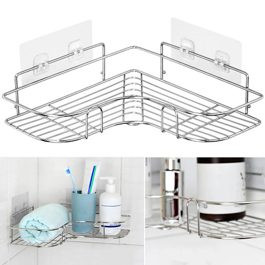 Triangular Restroom Shower Rack Solid Shelf One Layer Metal Rack Shower Rack for Toilets Kitchens Shower Caddy Peaceful Pleasures Health and Wellness