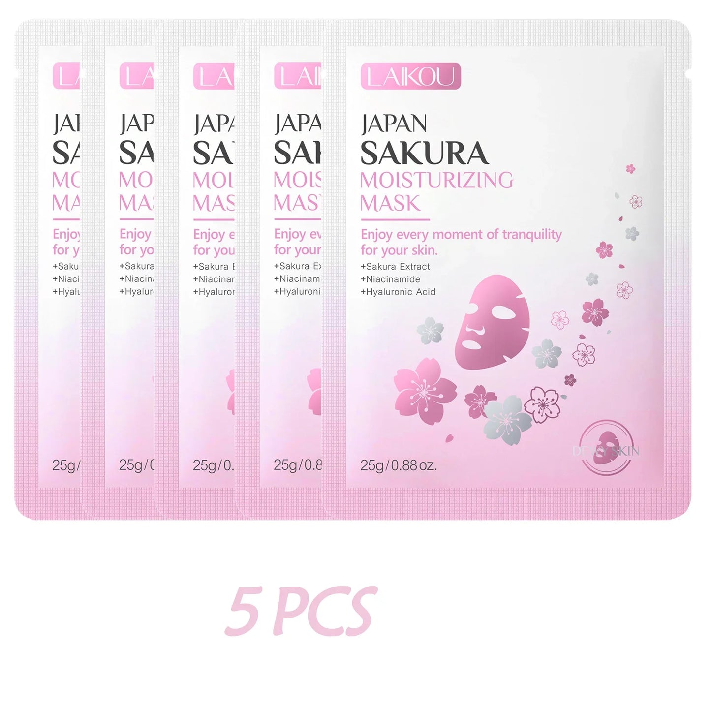 Laikou Sakura Hydrating Sheet Mask – Pore Minimizing 5-Pack