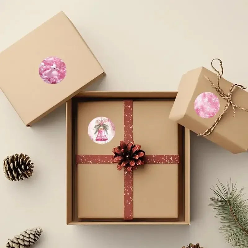500 Christmas Round Stickers – Santa Seal Labels for Gifts