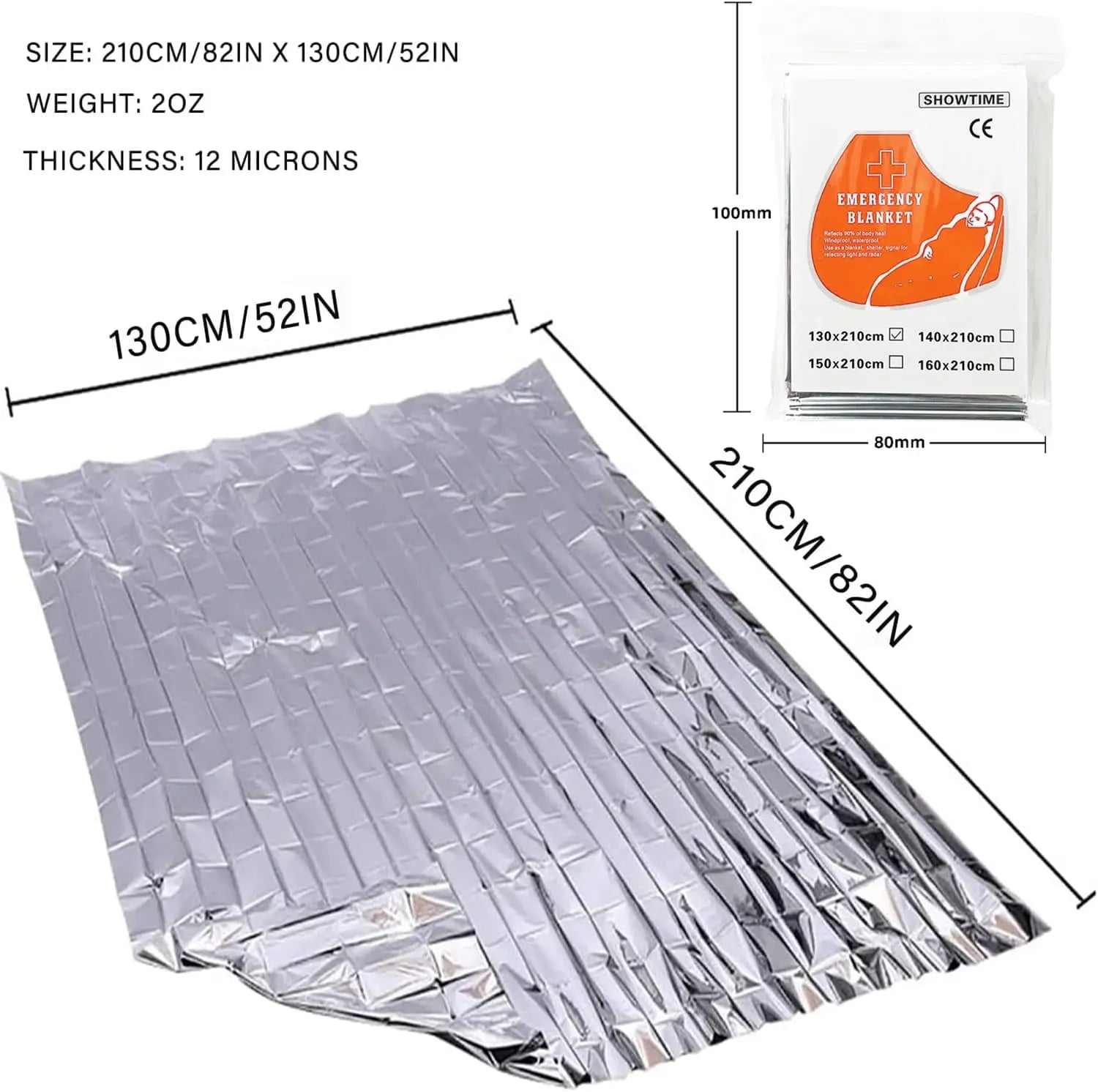 140x210cm Emergency Blanket Outdoor Survive First Aid Rescue Kit Windproof Waterproof Foil Thermal Blanket for Outdoors Camping Peaceful Pleasures Health and Wellness
