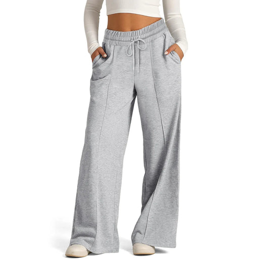 Women's High Waist Wide Leg Fleece Jogger Sweatpants Wide Leg Jogger Pants Peaceful Pleasures Health and Wellness