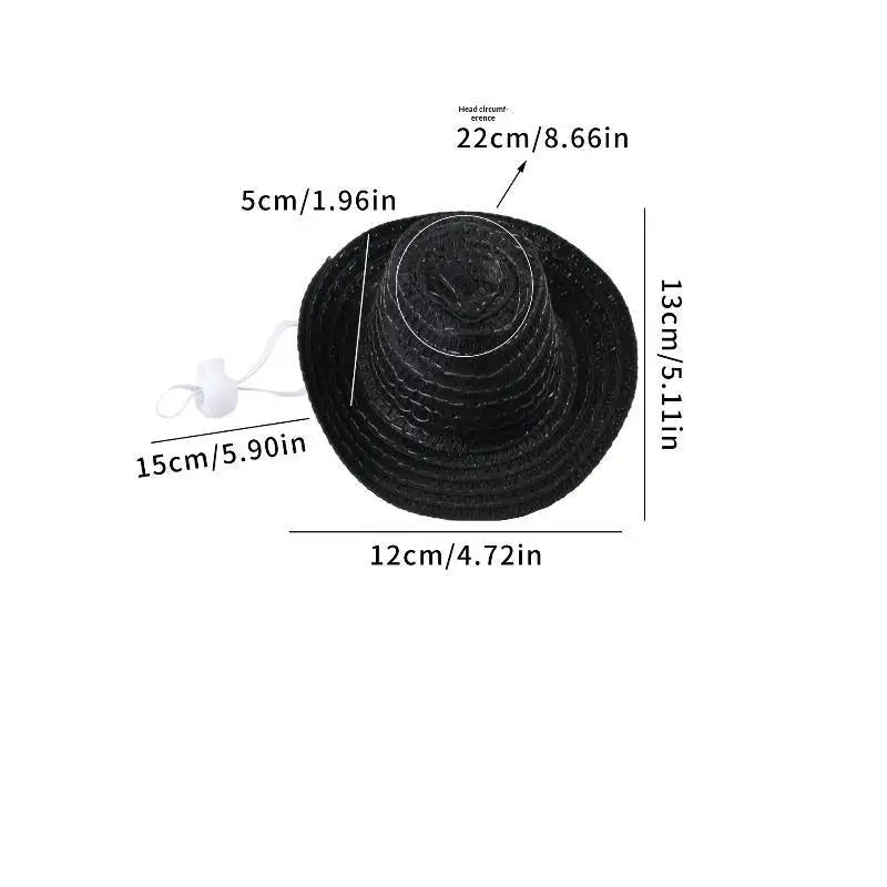 Mini Straw Pet Sun Hat for Cats & Dogs – UV Protection Cap