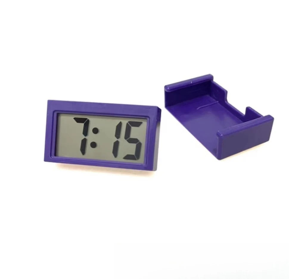 Practical Mini Digital Display Large Screen Car Mounted Small Adhesive Portable Electric Motorcycle Car Mounted Clock Mute New Peaceful Pleasures Health and Wellness PURPLE