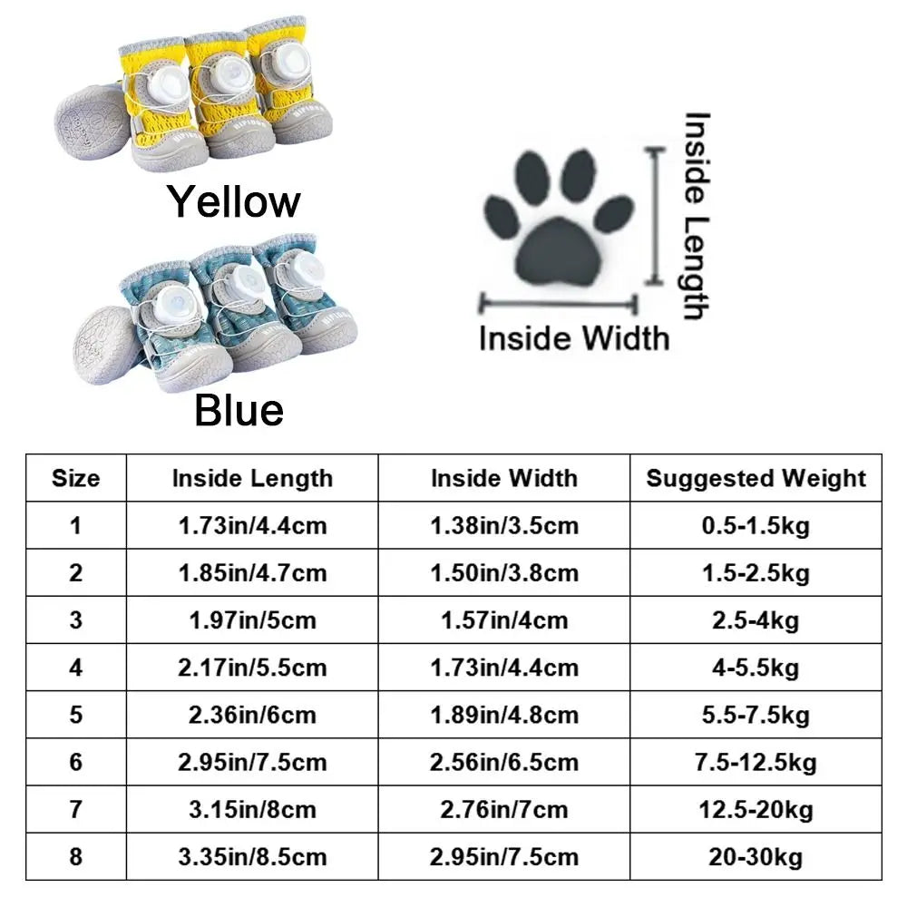 4-Pack Breathable Anti-Slip Dog Shoes | Soft Sole Mesh Boots