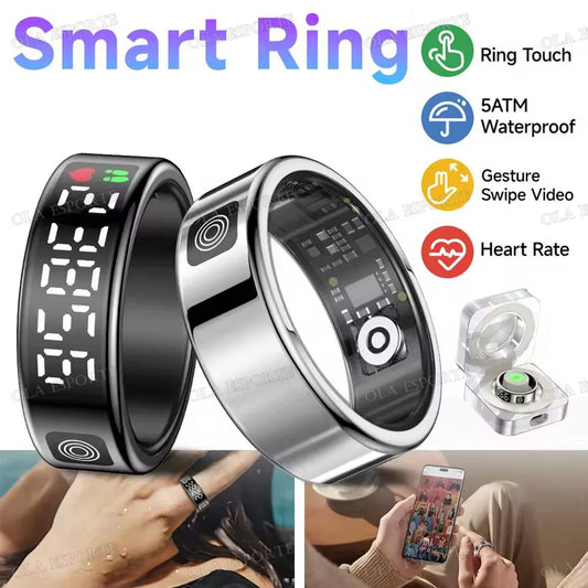2026 Smart Ring with Display Screen and Touch, Wireless Charging, Health Manager, 5 ATM Waterproof For Men Women Rings R12 R11 Peaceful Pleasures Health and Wellness