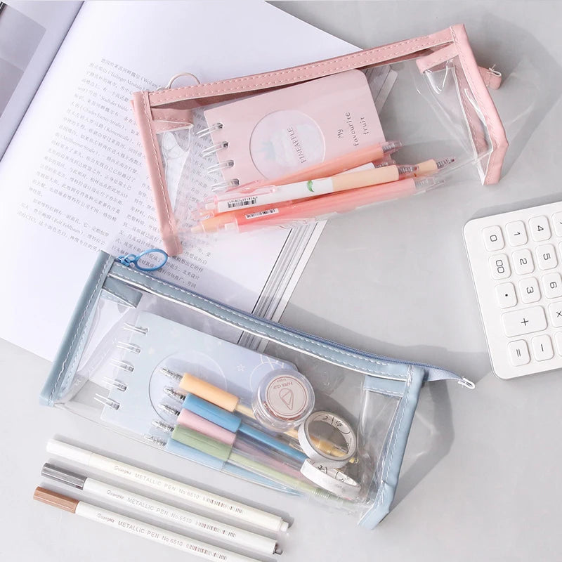 Transparent Pencil Case Large Capacity Simple Pen Bag Kawaii Cosmetic