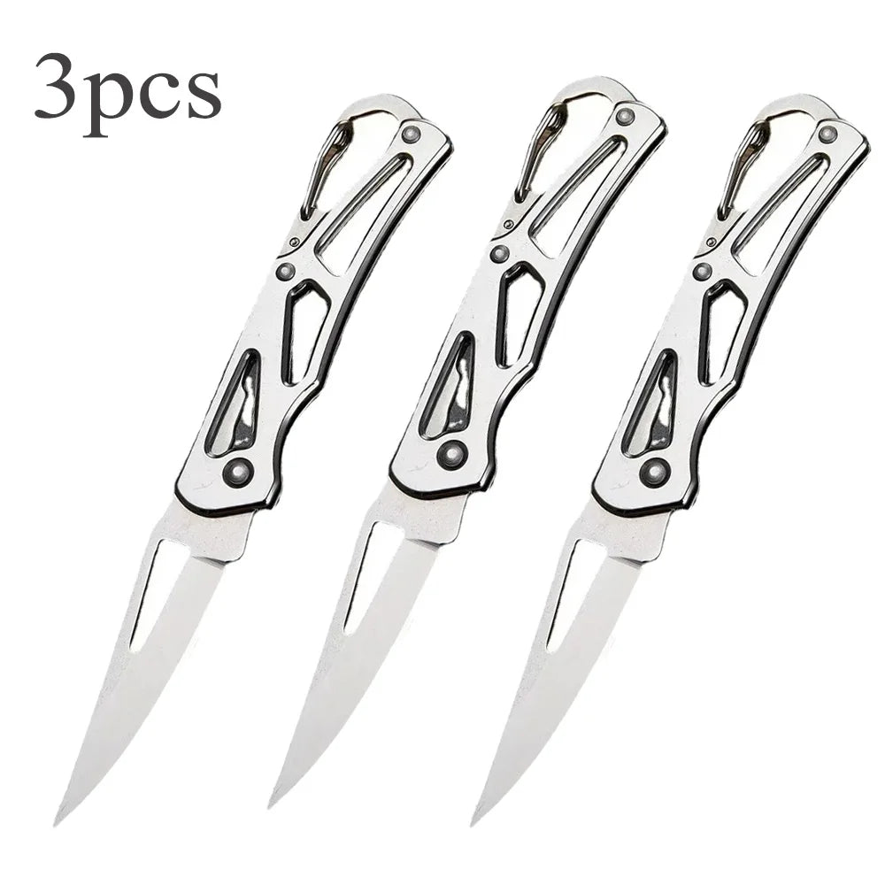 1/3/6pcs Stainless Steel Keychain Folding Knife Outdoor Carrying Knife Mirror Sharp Pocket Knife Folding Kitchen Fruit Knife Peaceful Pleasures Health and Wellness 3pcs