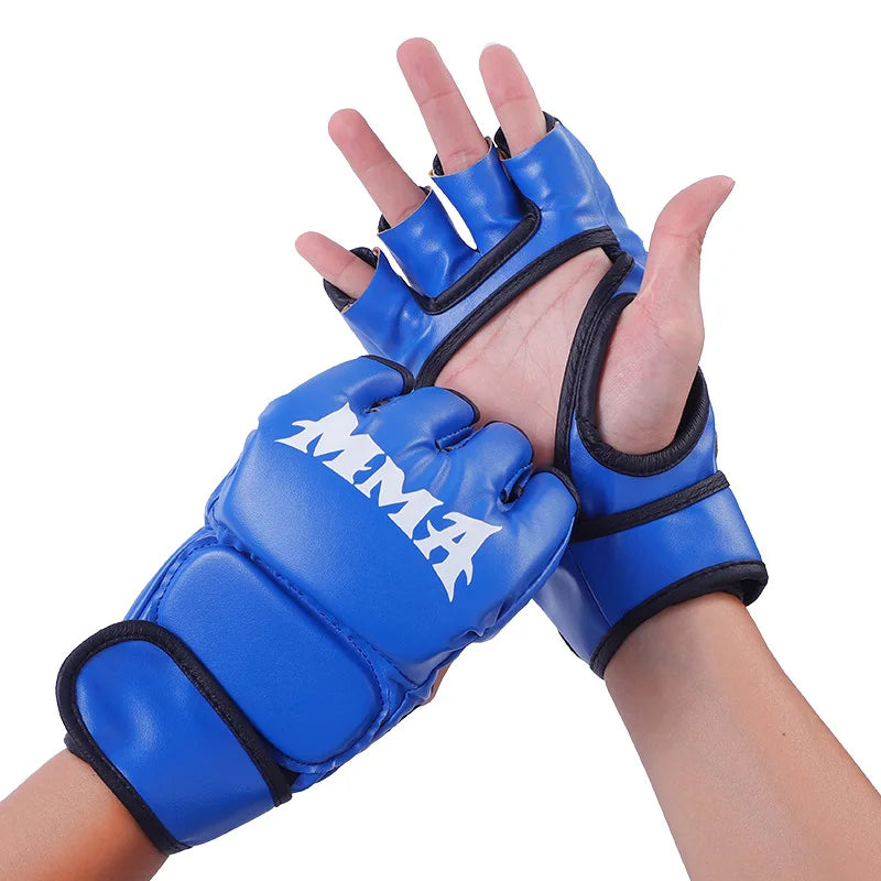 PU Boxing Training Gloves – Unisex Taekwondo Hand Gear Boxing Training Gloves Peaceful Pleasures Health and Wellness Blue
