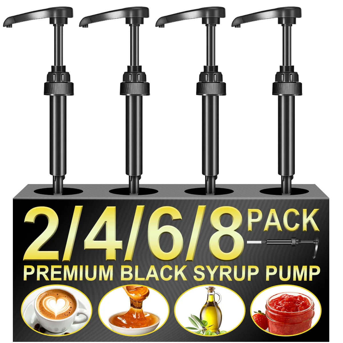 2/4/6/8 Pack Coffee Syrup Pump Dispenser, Syrup Pump for 750ml/25.4 oz Syrup Bottle, Black Pumps for Coffee Syrup Bottle Peaceful Pleasures Health and Wellness