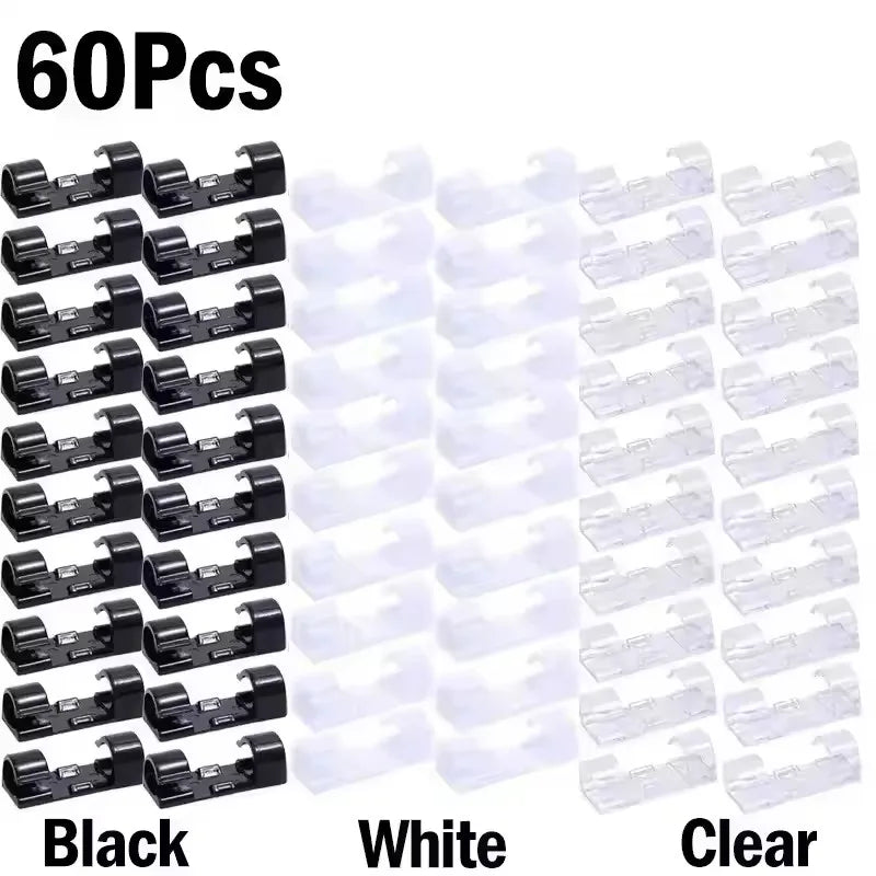 Self-Adhesive Cable Organizer Clips | Transparent Wire Holder