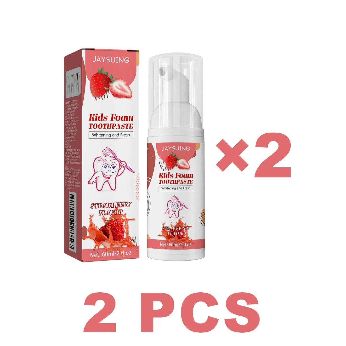 Jaysuing Kids Strawberry Foaming Toothpaste | Whitening & Fresh Breath