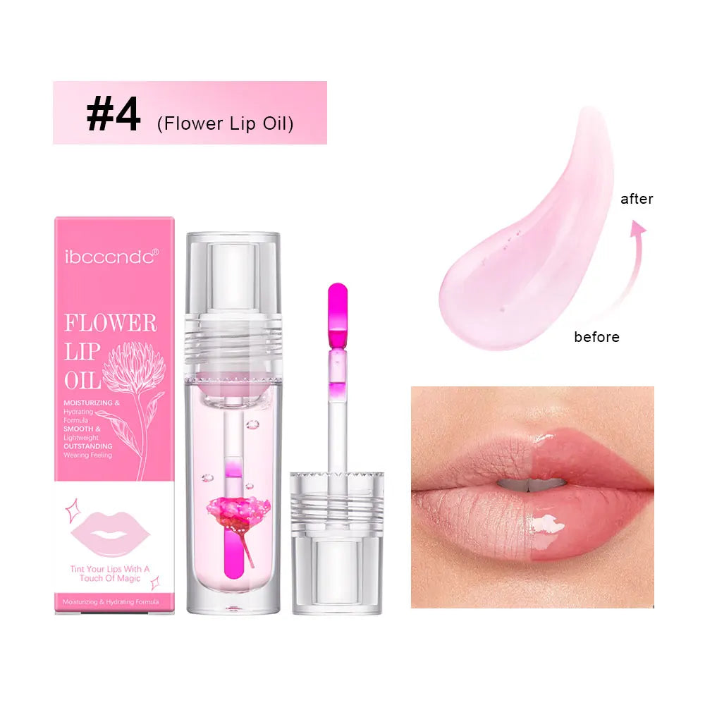 Magic Color Change Lip Oil Flower Lipgloss PH Color Changing Lipoil Pink Clear Lip Glaze Liquid Moisturizing 1Piece 3.8ml Peaceful Pleasures Health and Wellness 4