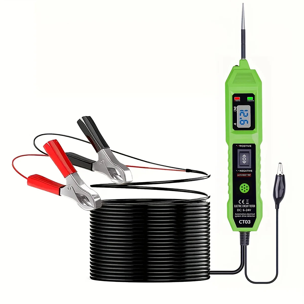 Automotive Circuit Tester 6-24V | LED Display & Buzzer Peaceful Pleasures Health and Wellness green