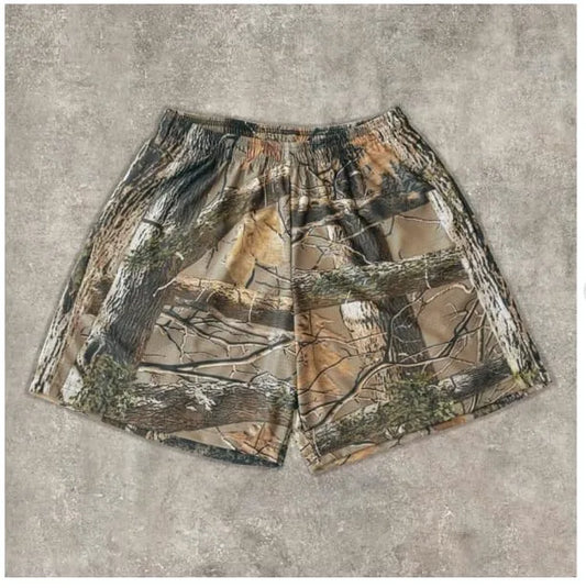 American Trendy Shorts Tree Trunk Graphics Casual Shorts Women Men Oversize Sports Trunks Street Short Pants Hawaii Beach Pants Peaceful Pleasures Health and Wellness Army Green XXL