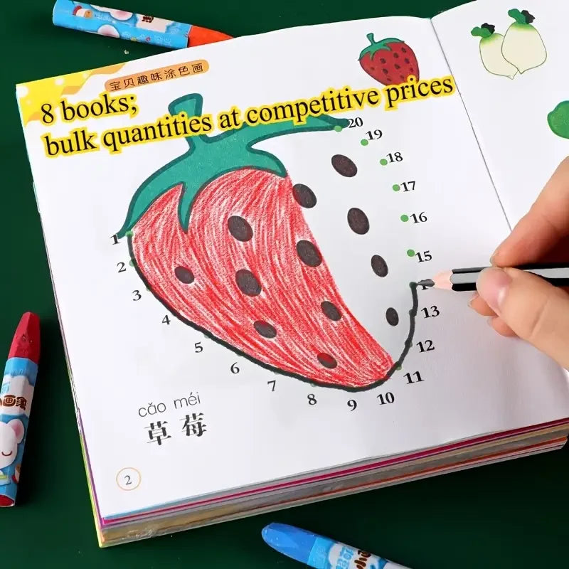 8 Books Children's Digital Connectivity Coloring Book Suitable Ages