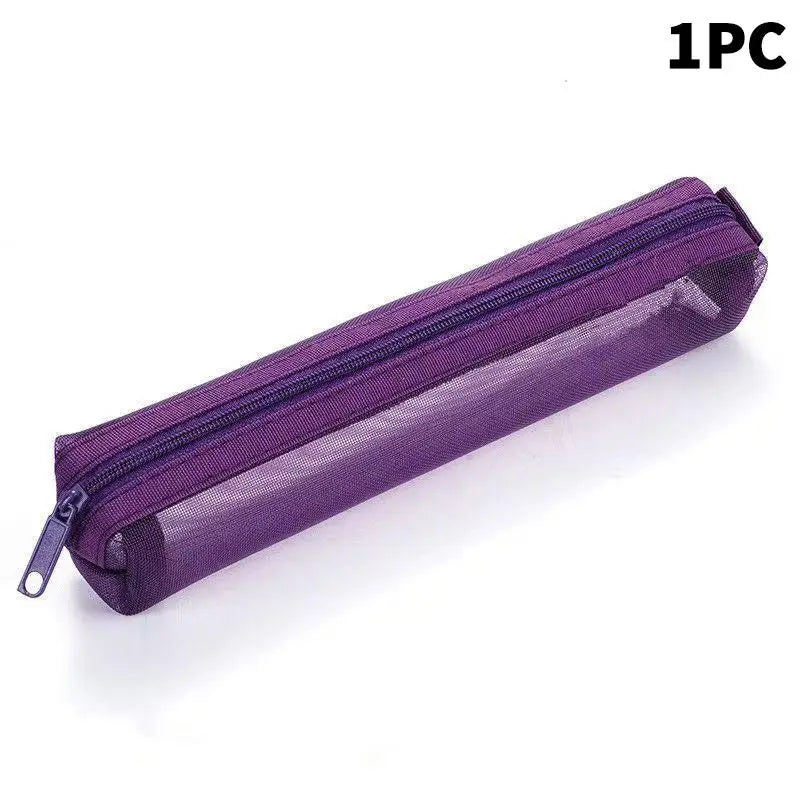 Mesh Pencil Case Zipper Pouch | Portable Stationery Organizer