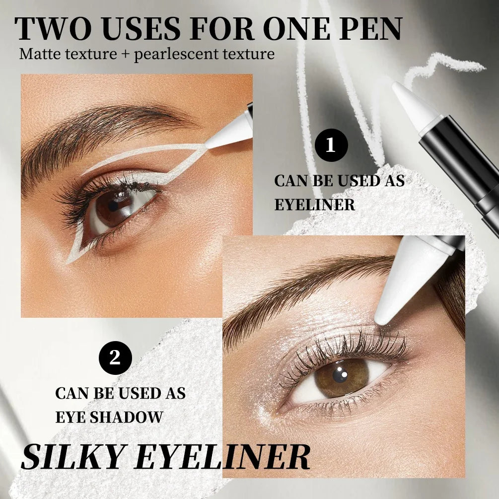 QIBEST 6 Colors Matte Eyeliner Sets Quick Dry Eyeliner Waterproof Sweatproof Single-Ended Intense Eyeliner White Black Eyeshadow Peaceful Pleasures Health and Wellness