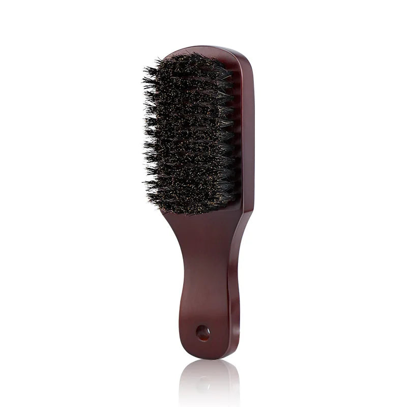 Hair Brush Wood Handle Boar Bristle Beard Comb Styling Detangling Straighten Brown Boar Bristles Massage Comb Peaceful Pleasures Health and Wellness L