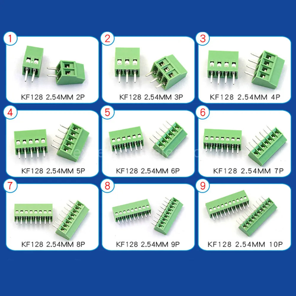 30PCS G/KF128 2.54mm Pitch PCB Screw Terminal Block Connector 150V 6A PCB Mount Kit For Wires 2P 3P 4P 5P 6P 7P 8P 9P 10P 12P Peaceful Pleasures Health and Wellness