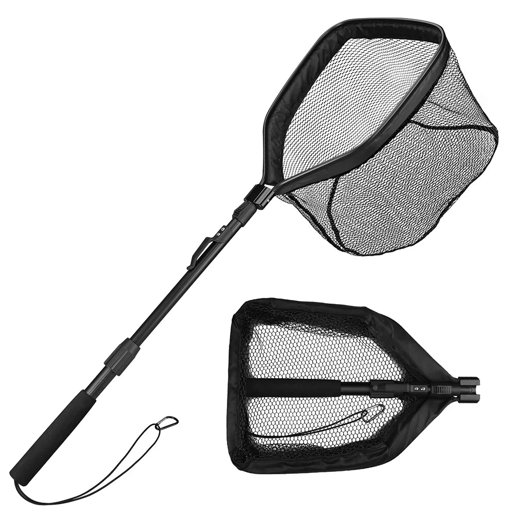 Fishing Net Fish Floating Landing Nets with Foldable Telescopic Pole Handle&Nylon Mesh for Saltwater Freshwater Catch&Release Peaceful Pleasures Health and Wellness 100cm Fishing Net