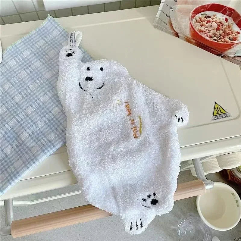 Polar Bear Cartoon Kitchen Hand Towel | Super Absorbent Terry Kitchen Hand Towel Peaceful Pleasures Health and Wellness