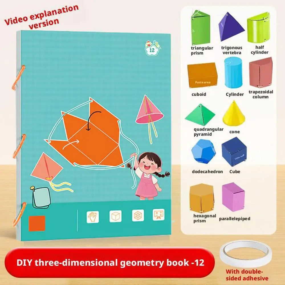 3D Geometry Children's Quiet Book Montessori Education Tracking Workbook Spatial Thinking DIY Math Learning Book Peaceful Pleasures Health and Wellness