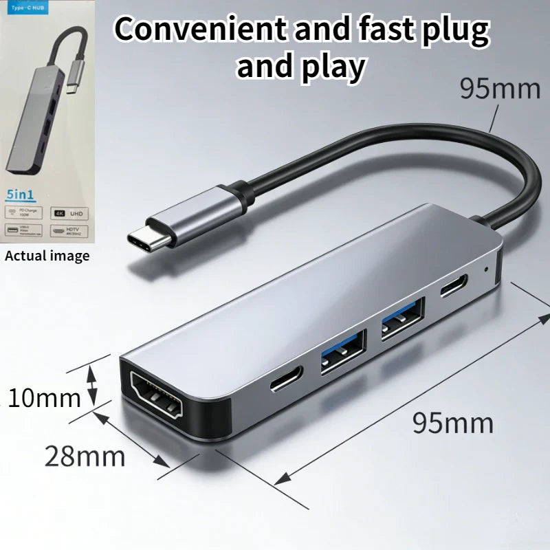 USB-C Docking Station – 4K HDMI, USB 3.0, SD/TF & PD Charging