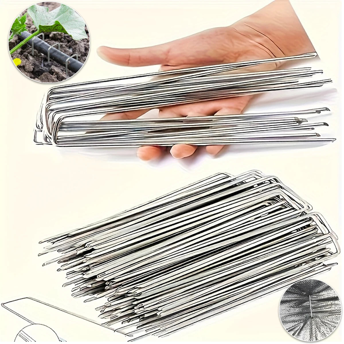 Heavy Duty U-Shaped Garden Stakes & Landscape Pins 25/50 Pcs Landscape Garden Pins Peaceful Pleasures Health and Wellness