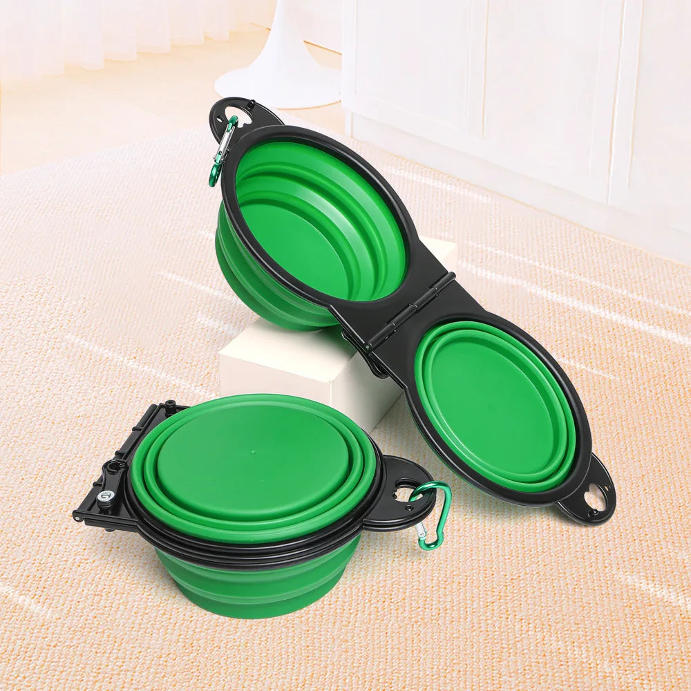 350ml Foldable Double Pet Bowl | Travel Dog & Cat Food Water Bowl