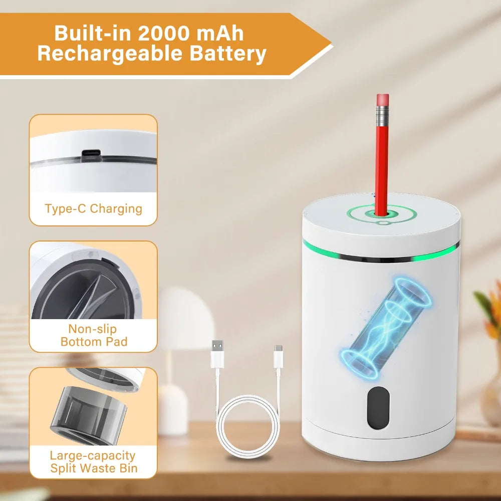 Auto Electric Pencil Sharpener for School & Office - Portable Desktop Sharpener for Pencils (6-8mm), Art Supplies & Stationery Peaceful Pleasures Health and Wellness
