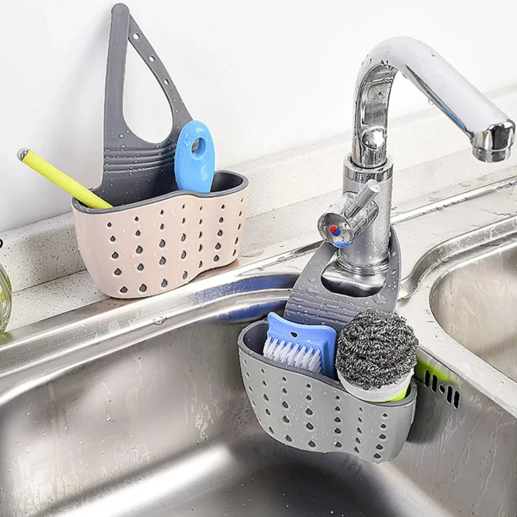 Kitchen Sink Hanging Drain Basket | Soap & Sponge Organizer