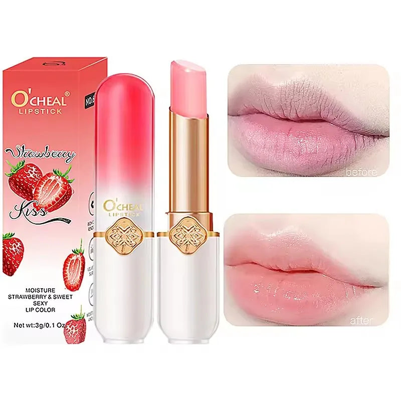 OCHEAL Color Changing Lipstick Fruit Lip Balm Moisturizing Waterproof Long Lasting Moisturizing Lip Balm Temperature Changing Peaceful Pleasures Health and Wellness