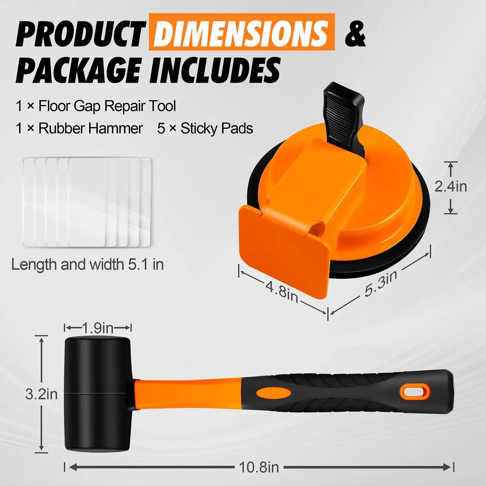 Floor Gap Fixer Tool Heavy Duty Crevice Scraper with Rubber Mallet Fix Floor Gaps for Hardwood Dent Scratch Crack Construction Peaceful Pleasures Health and Wellness