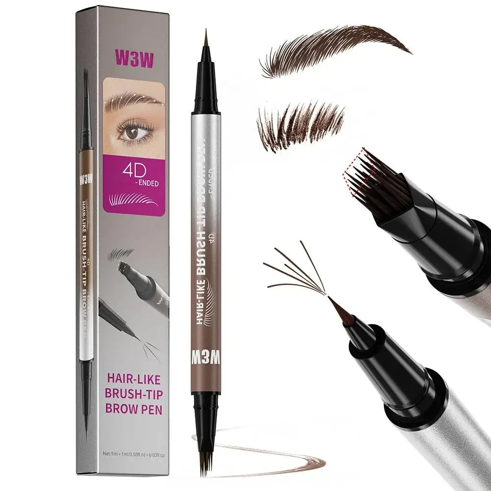 Hair Like 4D Micro Sculpting Eyebrow Pencil Dual Ended Multiple Prong Long Lasting Non Smudged Eyeliner Makeup Peaceful Pleasures Health and Wellness DARK BROWN