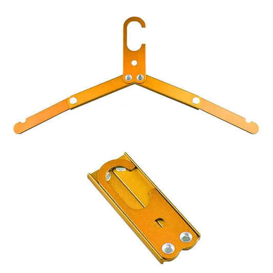 A36T-2Pcs Aluminum Alloy Folding Clothes Hanger Outdoor Camping Coat Drying Rack Metal Hangers For Travel Accessories Peaceful Pleasures Health and Wellness Gold