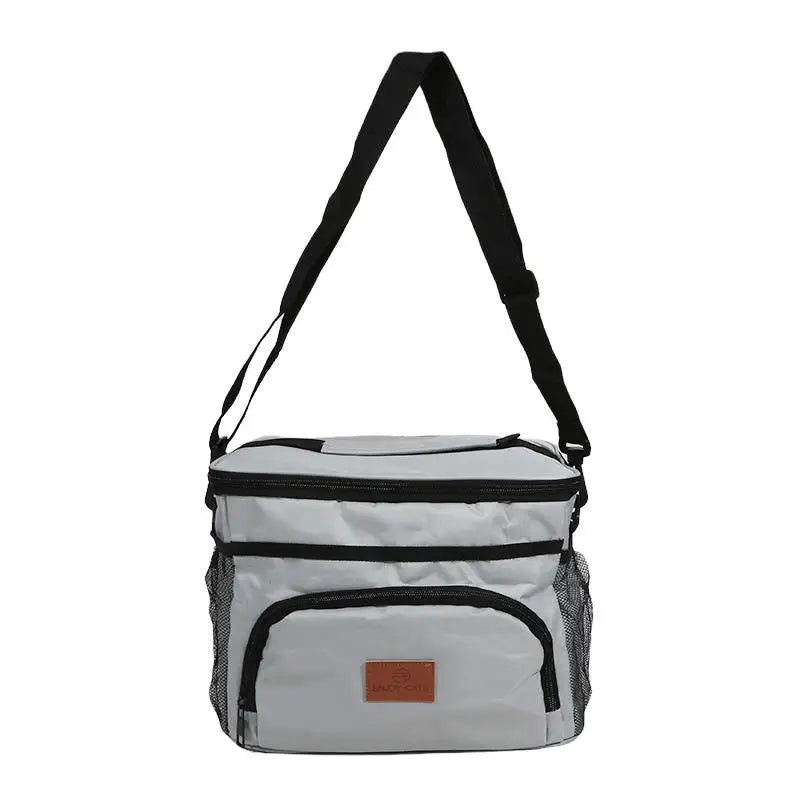 Insulated Picnic Bags Large Capacity Portable Outdoor Hand-held Ice Pack Locked Cold and Dirt Resistant Lunch Box Bag Peaceful Pleasures Health and Wellness grey