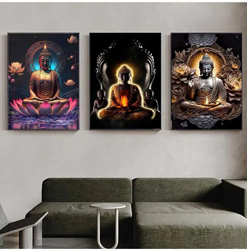 Buddha Canvas Wall Art | Unframed Buddhism Poster Print