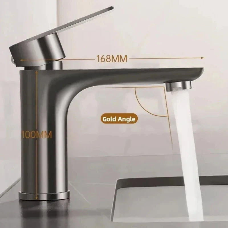 304 Stainless Steel Single Handle Bathroom Sink Faucet