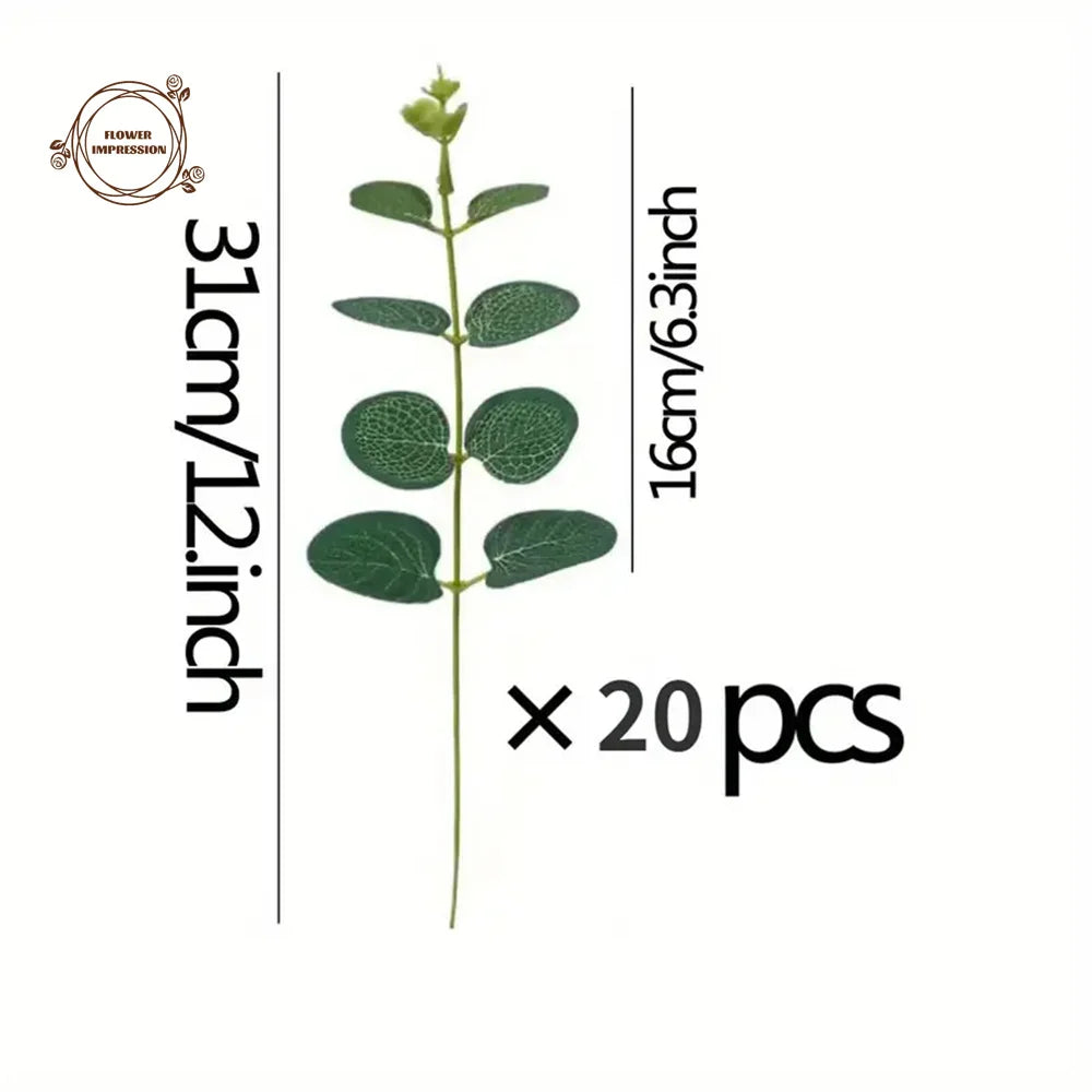 Artificial Eucalyptus Stems Silver Dollar Leaves 20/50 Pack