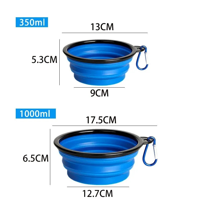 Foldable Silicone Pet Travel Bowl with Carabiner – Dogs & Cats