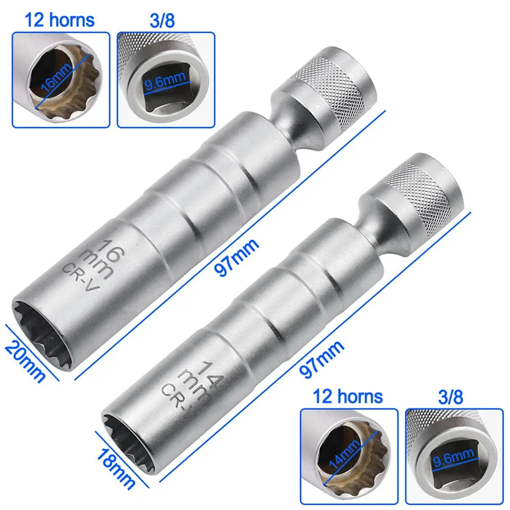 14/16mm Magnetic Spark Plug Socket Wrench Set – 3/8" CR-V Peaceful Pleasures Health and Wellness
