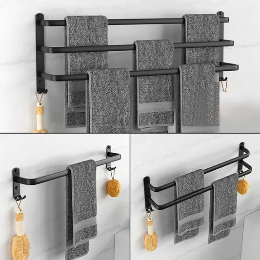 Wall-Mounted Aluminum Towel Rack | 1, 2 & 3 Bar Options Bathroom Towel Rack Peaceful Pleasures Health and Wellness