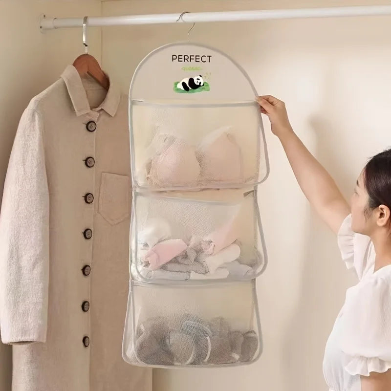 Nylon Mesh Hanging Storage Bag – Wall-Mounted Closet Organizer