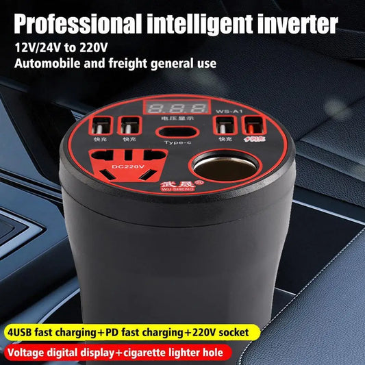 200W Car Power Inverter 12V/24V to 220V | LED Display & USB Car Power Inverter Peaceful Pleasures Health and Wellness