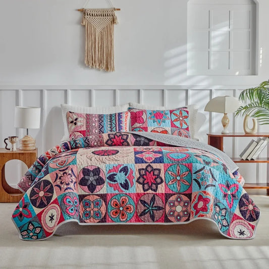 Oversized California King Quilt – Rustic Plaid Lightweight Bedspread Quilt Bedspread Set Peaceful Pleasures Health and Wellness Bedspread A 176X230cm Bedspread