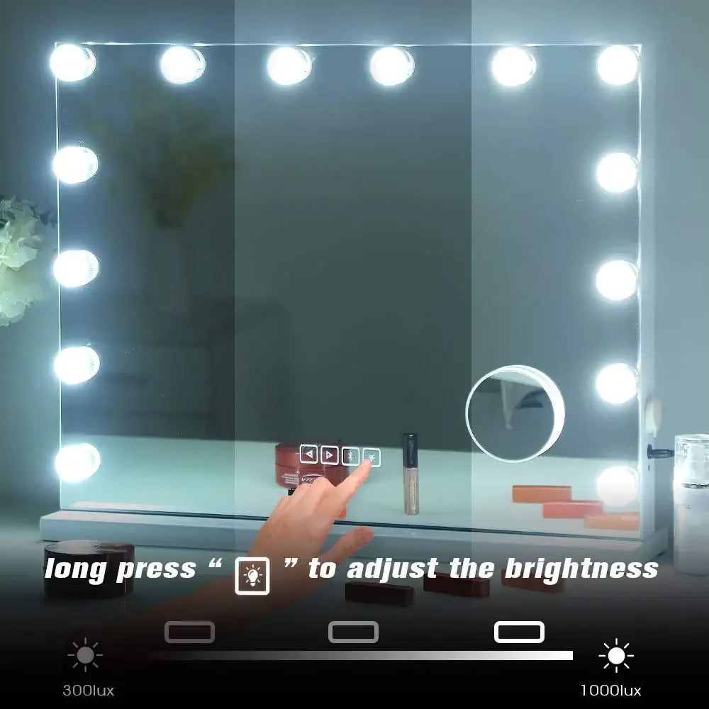 Hollywood LED Makeup Mirror 24x20" | 14 Dimmable Bulbs + 10X Mag