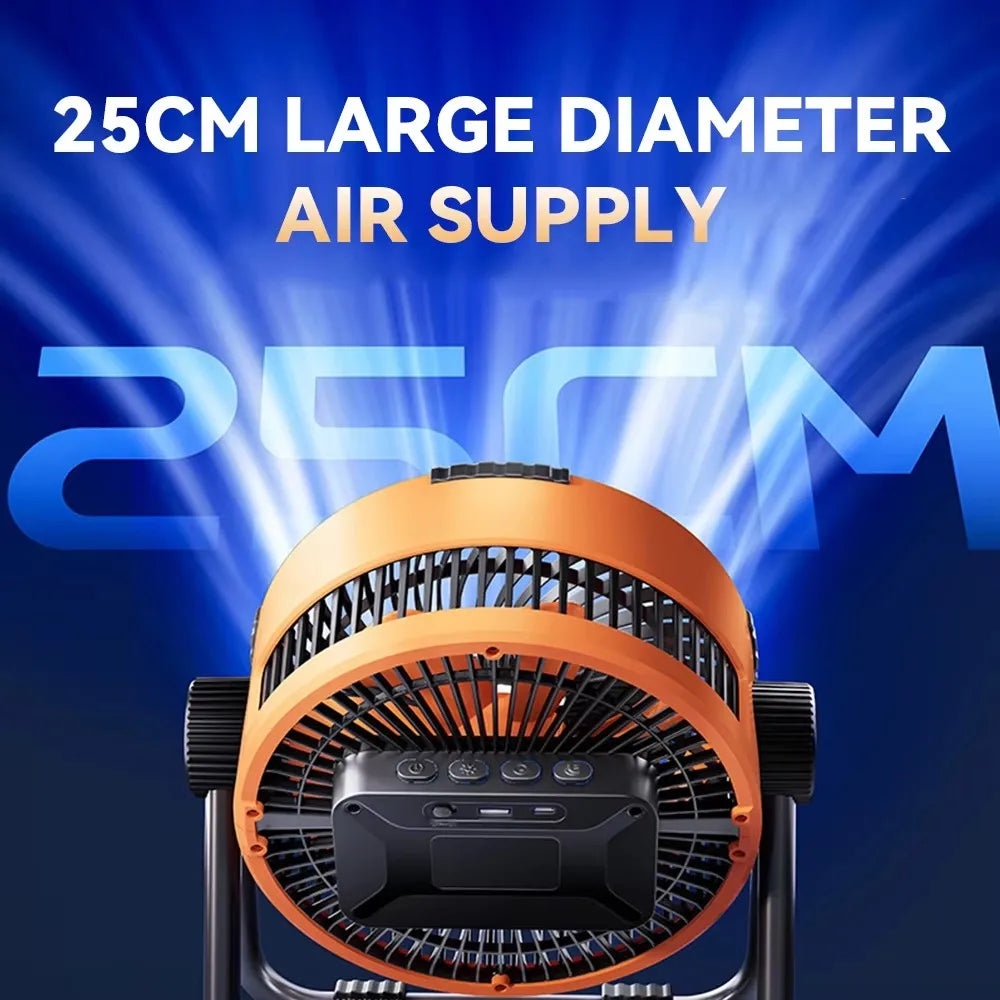 URGGU 20000mAh Rechargeable Camping Fan with Hook & LED Light